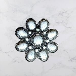Premier Designs Silver and White Brooch/Enhancer. 3"